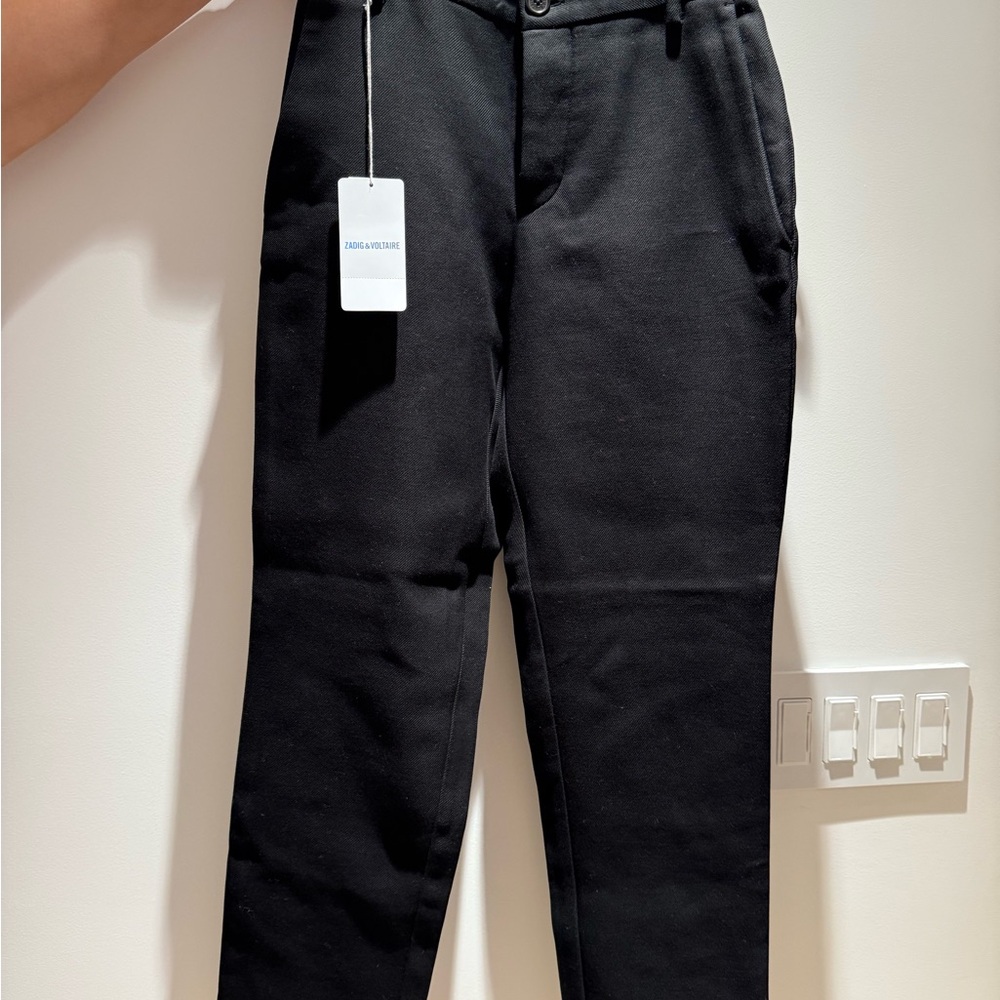 Pomelo Black Dress Pants with Pleats and Straight Leg Cut